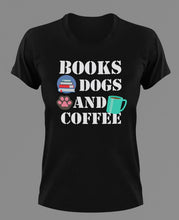 Load image into Gallery viewer, Books - Dogs - Coffee T-Shirtanimals, books, coffee, dog, Ladies, Mens, pets, Unisex
