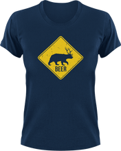 Load image into Gallery viewer, Bear-Dear Warning Sign T-Shirtbear, dear, hunting, Ladies, Mens, Unisex, warning
