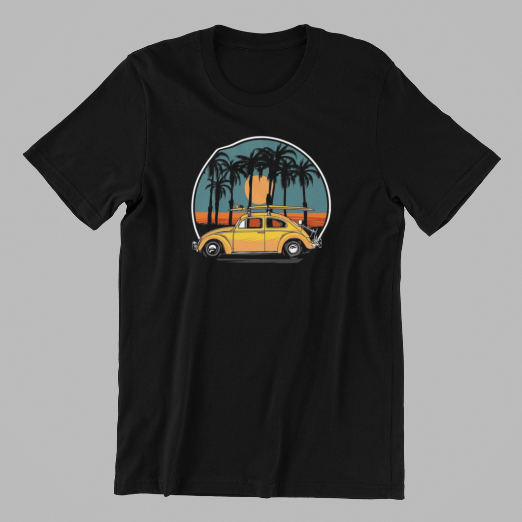 Beetle with Surfboards Against Sunset Tshirt