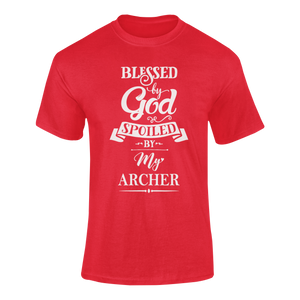 Blessed by God spoiled by my archer T-shirtLadies, Mens, Unisex