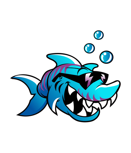 Blue Shark with sunglasses t-shirtLadies, Mens, Unisex