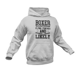 Boxer Caution Flying Punches Hoodie