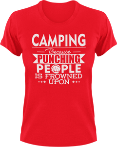 Camping not punching T-ShirtAdventure, Because punching people, camper, campfire, camping, Ladies, Mens, Unisex