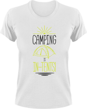Load image into Gallery viewer, Camping is in-tents T-Shirt 2Adventure, campfire, camping, Ladies, Mens, tents, Unisex
