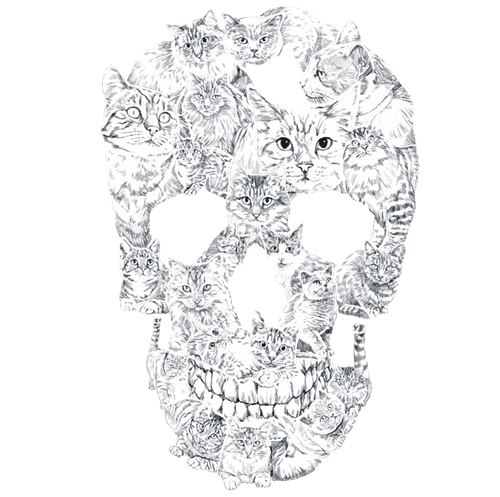 Cat skull T-Shirtcat, Ladies, Mens, skull, Unisex