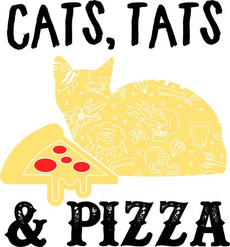 Cats tats and pizza T-Shirtcat, fast food, food, Ladies, Mens, pets, pizza, tats, tattoos, Unisex