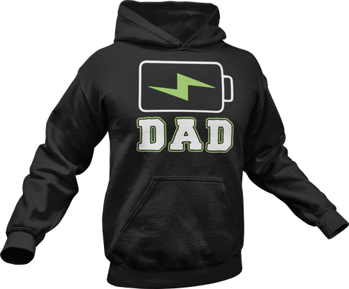 Charging dad battery printed on a black Hoodie