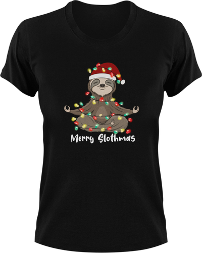 Christmas Sloth Meditating T-Shirtanimal, animals, christmas, Ladies, Mens, Merry Christmas, Sloth, Unisex
