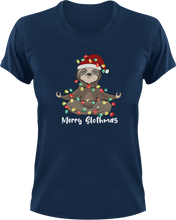 Load image into Gallery viewer, Christmas Sloth Meditating T-Shirtanimal, animals, christmas, Ladies, Mens, Merry Christmas, Sloth, Unisex
