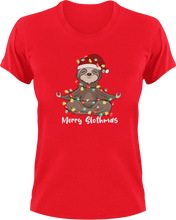 Load image into Gallery viewer, Christmas Sloth Meditating T-Shirtanimal, animals, christmas, Ladies, Mens, Merry Christmas, Sloth, Unisex
