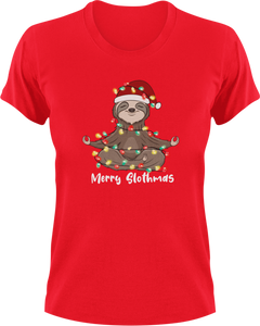 Christmas Sloth Meditating T-Shirtanimal, animals, christmas, Ladies, Mens, Merry Christmas, Sloth, Unisex