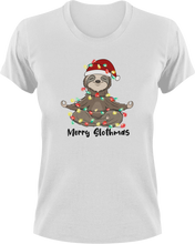 Load image into Gallery viewer, Christmas Sloth Meditating T-Shirtanimal, animals, christmas, Ladies, Mens, Merry Christmas, Sloth, Unisex
