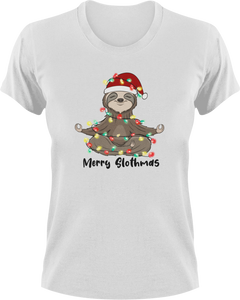 Christmas Sloth Meditating T-Shirtanimal, animals, christmas, Ladies, Mens, Merry Christmas, Sloth, Unisex