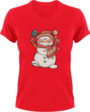 Load image into Gallery viewer, Christmas Snowman T-Shirtanimal, animals, christmas, Ladies, Mens, Snowman, Unisex

