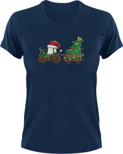 Christmas Tractor T-Shirtchristmas, farm, farmer, farming, Ladies, Mens, tractor, Unisex