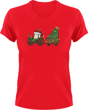 Load image into Gallery viewer, Christmas Tractor T-Shirtchristmas, farm, farmer, farming, Ladies, Mens, tractor, Unisex
