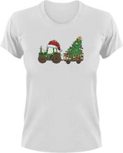Load image into Gallery viewer, Christmas Tractor T-Shirtchristmas, farm, farmer, farming, Ladies, Mens, tractor, Unisex

