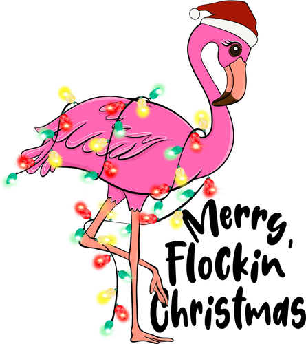 Christmas Flamingo T-Shirtanimal, animals, christmas, flamingo, Ladies, Mens, Merry Christmas, Unisex