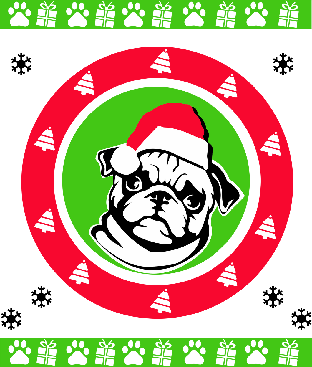 Christmas Pug T-Shirtchristmas, dog, dogs, Ladies, Mens, pets, Pug, Unisex