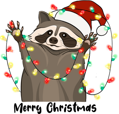 Christmas Raccoon Hugging T-Shirtanimal, animals, christmas, Ladies, Mens, Merry Christmas, raccoon, Unisex