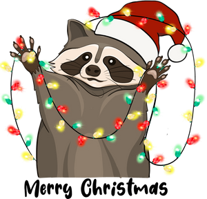 Christmas Raccoon Hugging T-Shirtanimal, animals, christmas, Ladies, Mens, Merry Christmas, raccoon, Unisex
