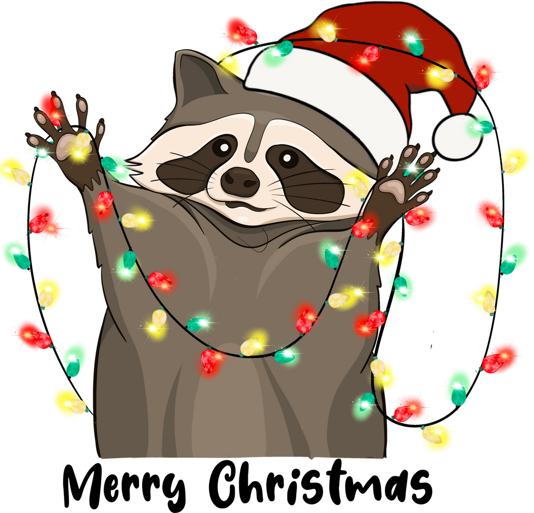Christmas Raccoon Hugging T-Shirtanimal, animals, christmas, Ladies, Mens, Merry Christmas, raccoon, Unisex