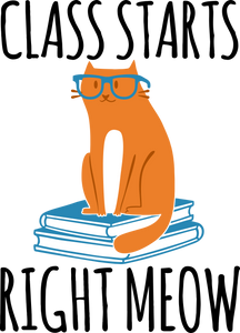 Class starts right meow T-Shirtcat, Ladies, Mens, pets, preschool, school, teacher, Unisex