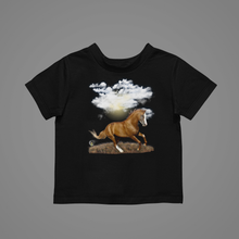 Load image into Gallery viewer, Cloudy Day Horse Kids T-Shirtboy, dog, dyzynu, girl, kids, neice, nephew
