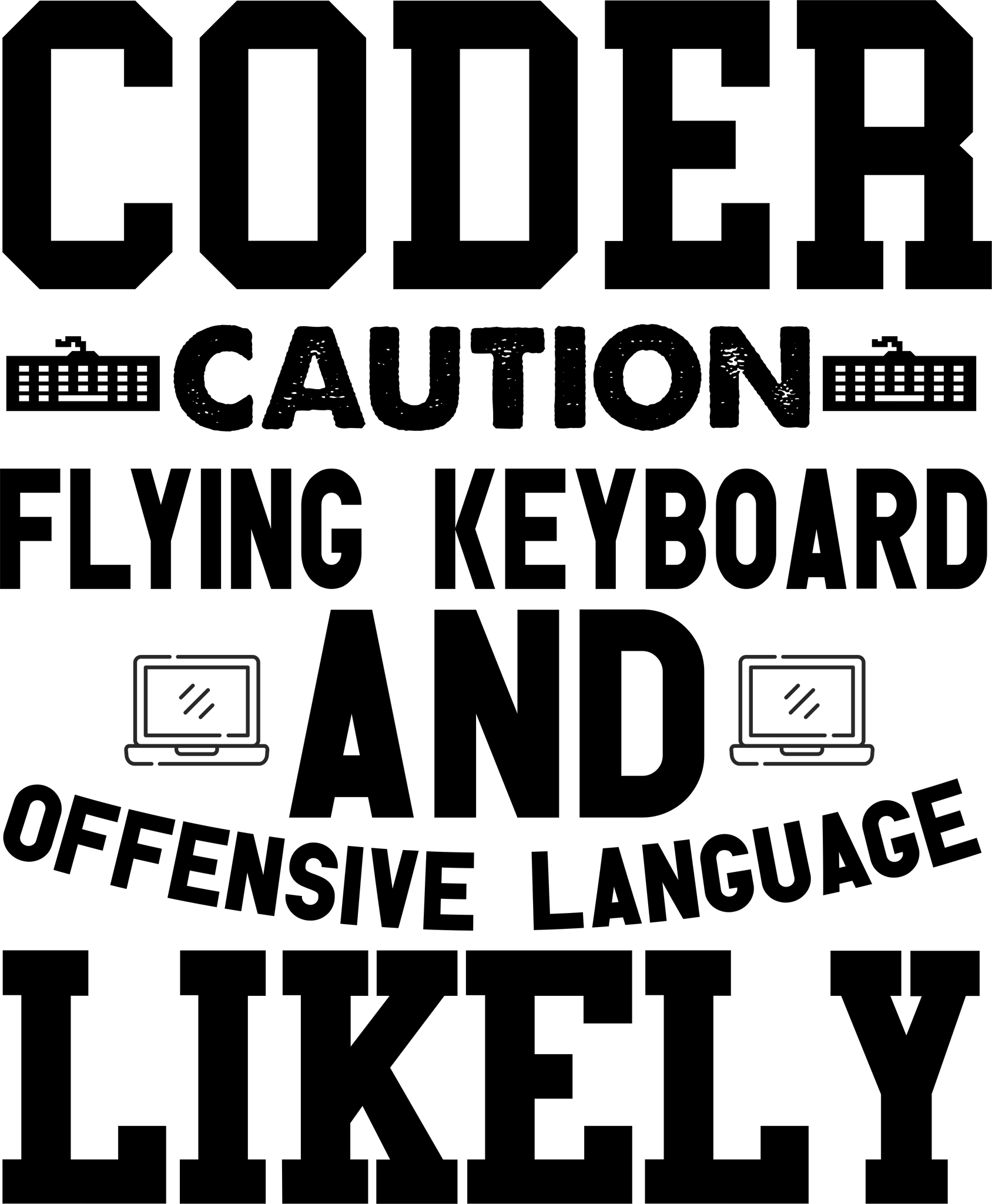 Coder Caution Flying Keyboard Funny T-Shirt – www.T-Shirt.co.za