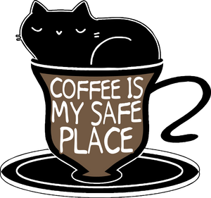 Coffee Is My Safe Place Cat T-Shirtcaffeine, cat, cat mom, coffee, funny, Ladies, Mens, pets, Unisex