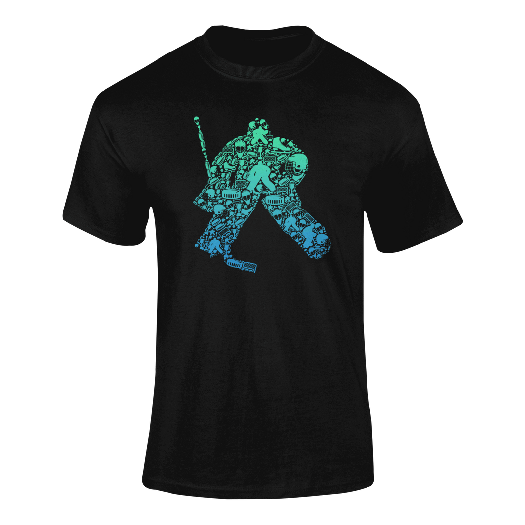 Colourful Hockey Goalie Silhouette T-ShirtLadies, Mens, Unisex, Wolves Ice Hockey