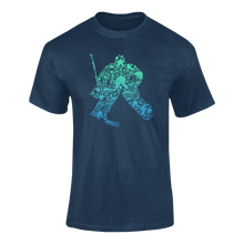 Load image into Gallery viewer, Colourful Hockey Goalie Silhouette T-ShirtLadies, Mens, Unisex, Wolves Ice Hockey
