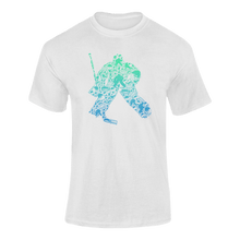 Load image into Gallery viewer, Colourful Hockey Goalie Silhouette T-ShirtLadies, Mens, Unisex, Wolves Ice Hockey
