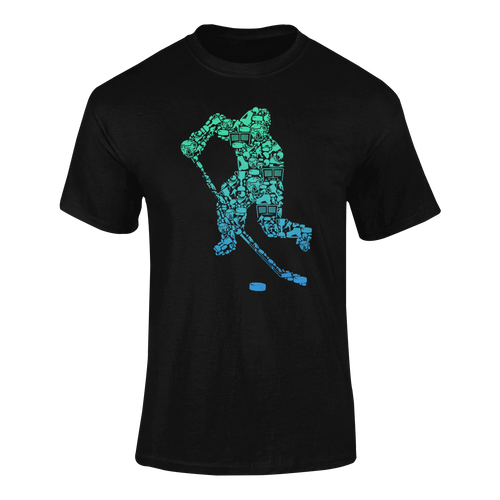 Colourful Hockey Player Silhouette T-ShirtLadies, Mens, Unisex, Wolves Ice Hockey