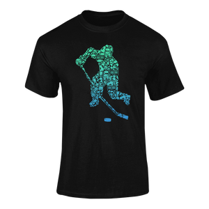 Colourful Hockey Player Silhouette T-ShirtLadies, Mens, Unisex, Wolves Ice Hockey