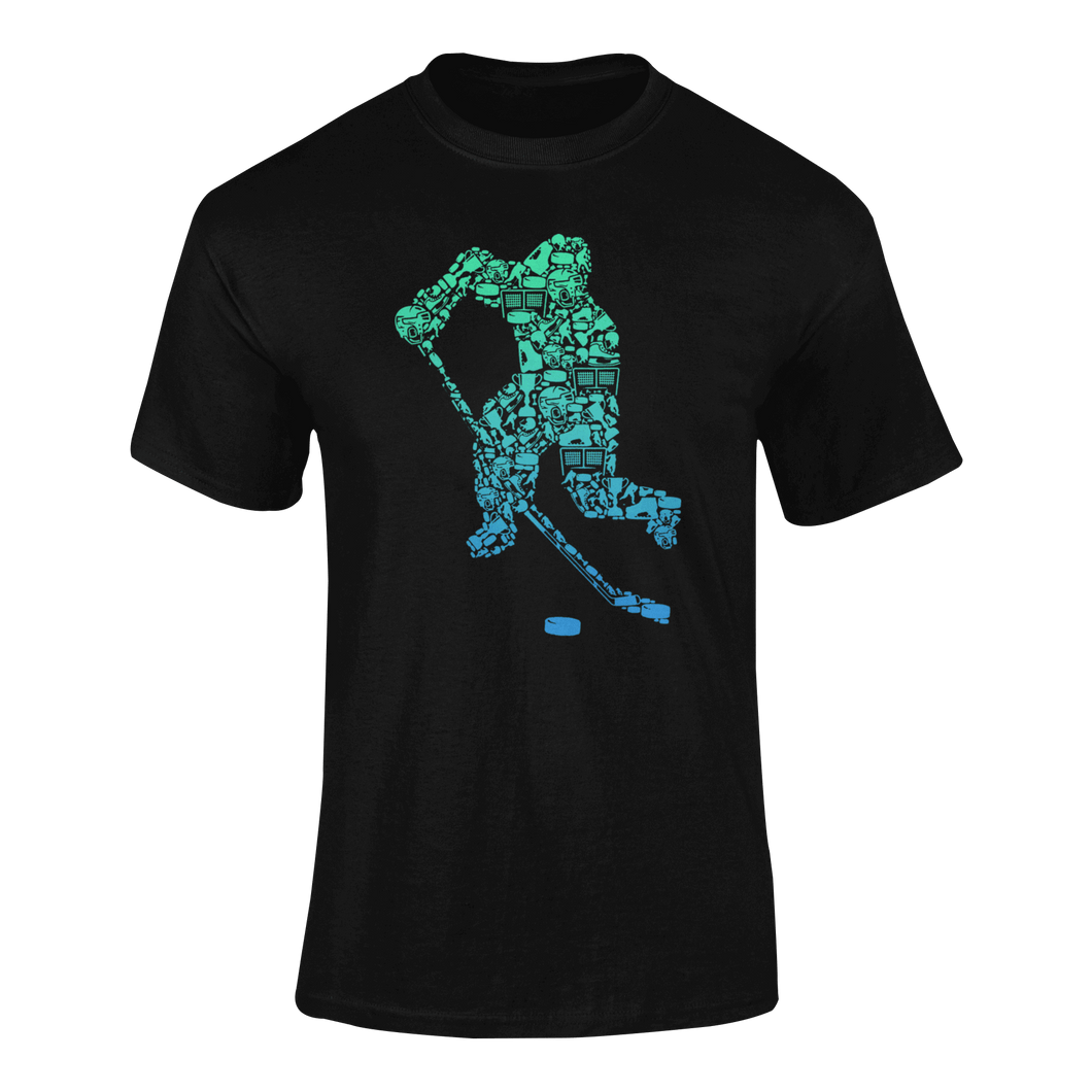 Colourful Hockey Player Silhouette T-ShirtLadies, Mens, Unisex, Wolves Ice Hockey