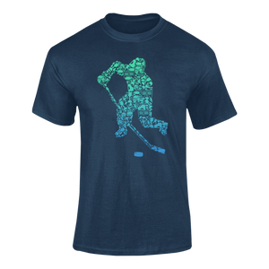 Colourful Hockey Player Silhouette T-ShirtLadies, Mens, Unisex, Wolves Ice Hockey