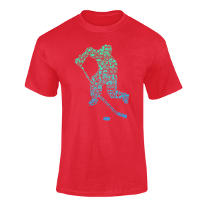Colourful Hockey Player Silhouette T-ShirtLadies, Mens, Unisex, Wolves Ice Hockey