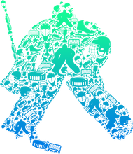Load image into Gallery viewer, Colourful Hockey Goalie Silhouette T-ShirtLadies, Mens, Unisex, Wolves Ice Hockey
