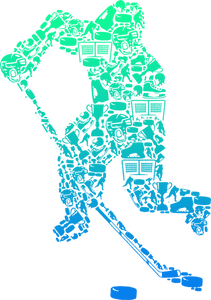 Colourful Hockey Player Silhouette T-ShirtLadies, Mens, Unisex, Wolves Ice Hockey