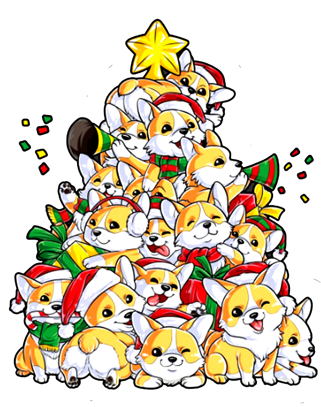 Corgi Christmas Tree T-Shirtanimal, animals, christmas, Corgi, dog, dogs, Ladies, Mens, Merry Christmas, pets, Unisex