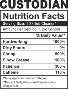 Custodian Nutrition Facts Funny T-ShirtCustodian, funny, Ladies, Mens, Nutrition Facts, Unisex