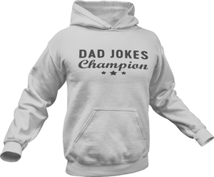 Dad jokes champion printed on a grey melange Hoodie