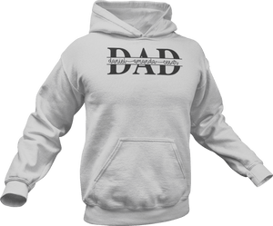 Dad with names printed on  a grey melange Hoodie