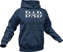 Load image into Gallery viewer, Dad with names printed on  a navy Hoodie

