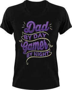 Dad by day gamer by night T-Shirtdad, Fathers day, funny, Ladies, Mens, Unisex