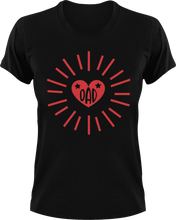 Load image into Gallery viewer, DAD in a heart T-Shirtdad, Fathers day, funny, hearts, Ladies, Mens, Unisex
