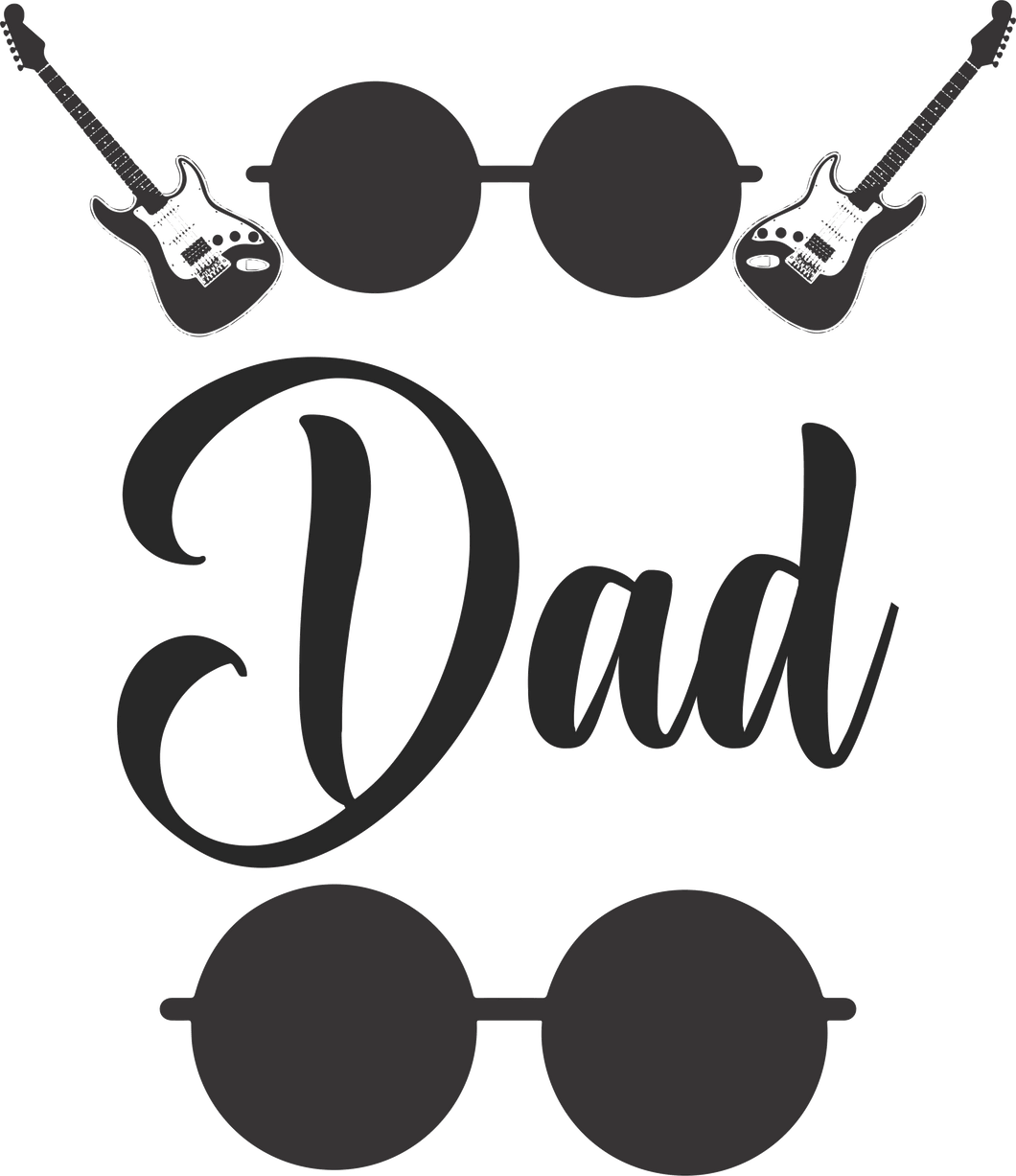 Dad with glasses and guitars T-ShirtCrown, dad, Dad Jokes, Fathers day, funny, glasses, guitar, Ladies, Mens, Unisex
