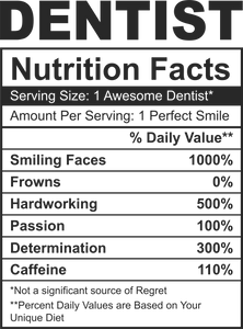 Dentist Nutrition Facts Funny T-ShirtDental, Dentist, funny, Ladies, Mens, Nutrition Facts, Unisex