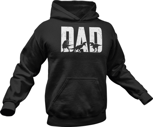 Dinosaur dad printed on a black T-Shirt